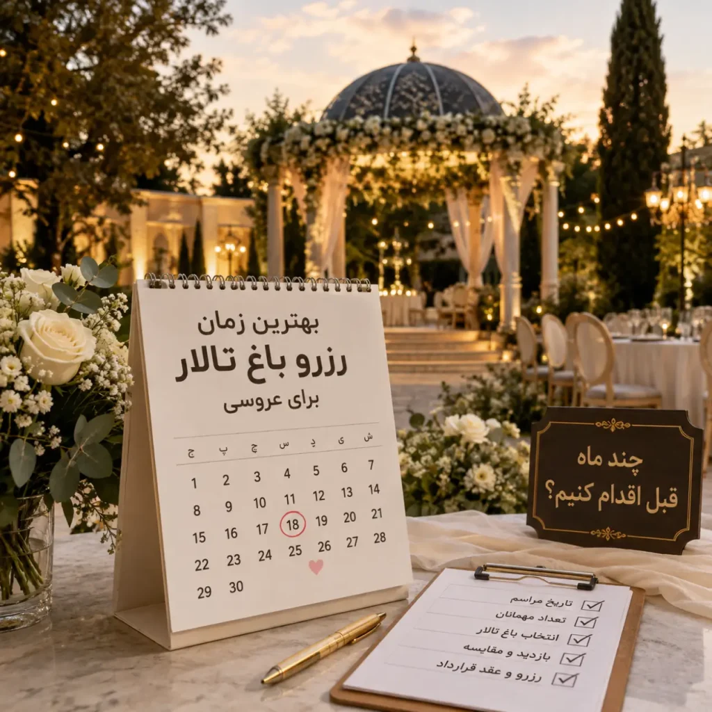 بهترین زمان رزرو باغ تالار برای عروسی و برنامه ریزی تاریخ مراسم