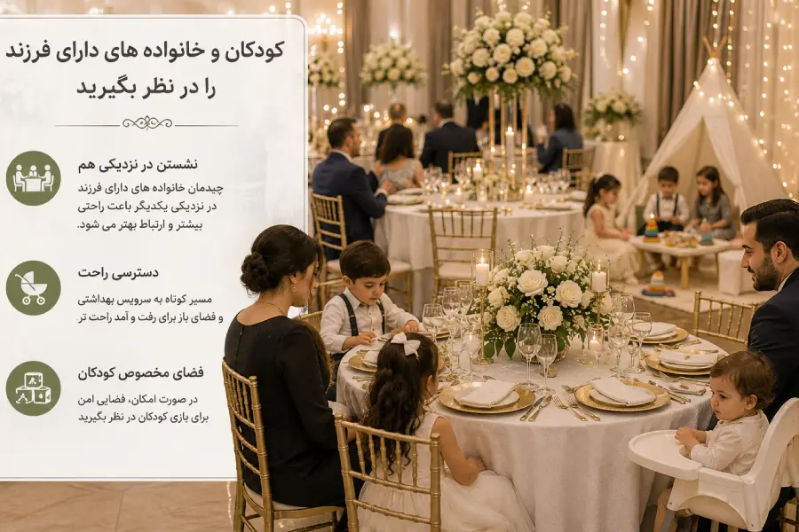 چیدمان میز خانواده های دارای کودک در سالن مراسم عروسی