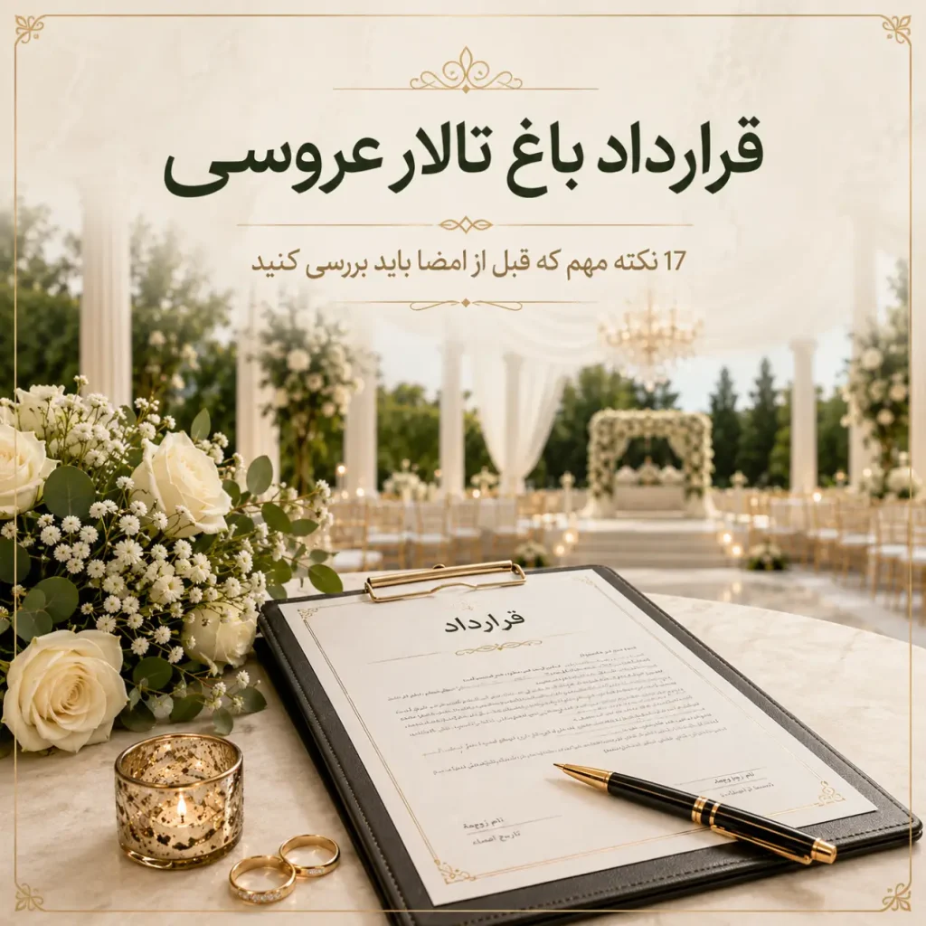 قرارداد باغ تالار عروسی با نکات مهم پیش از امضا و رزرو مراسم